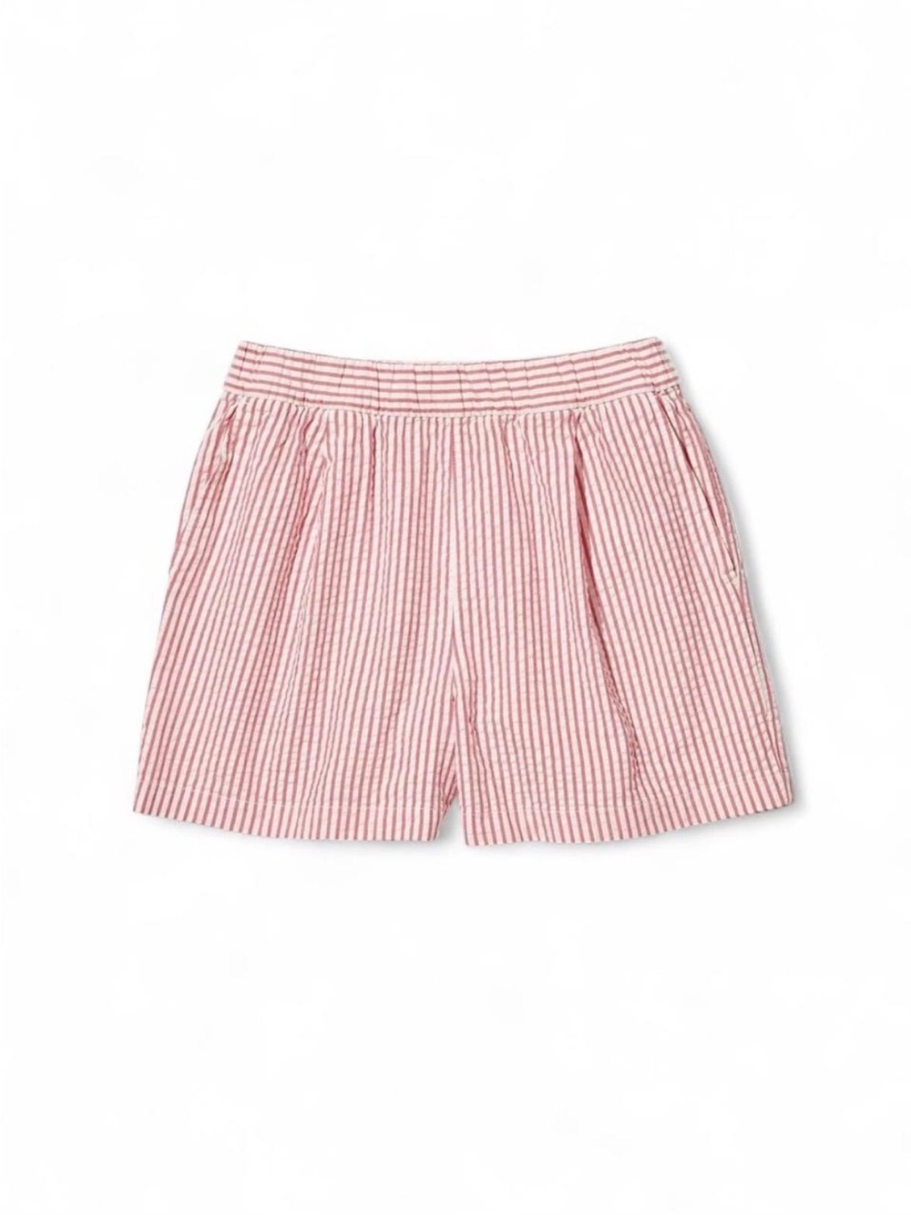 uniqlo striped cotton seersucker easy shorts white red size S